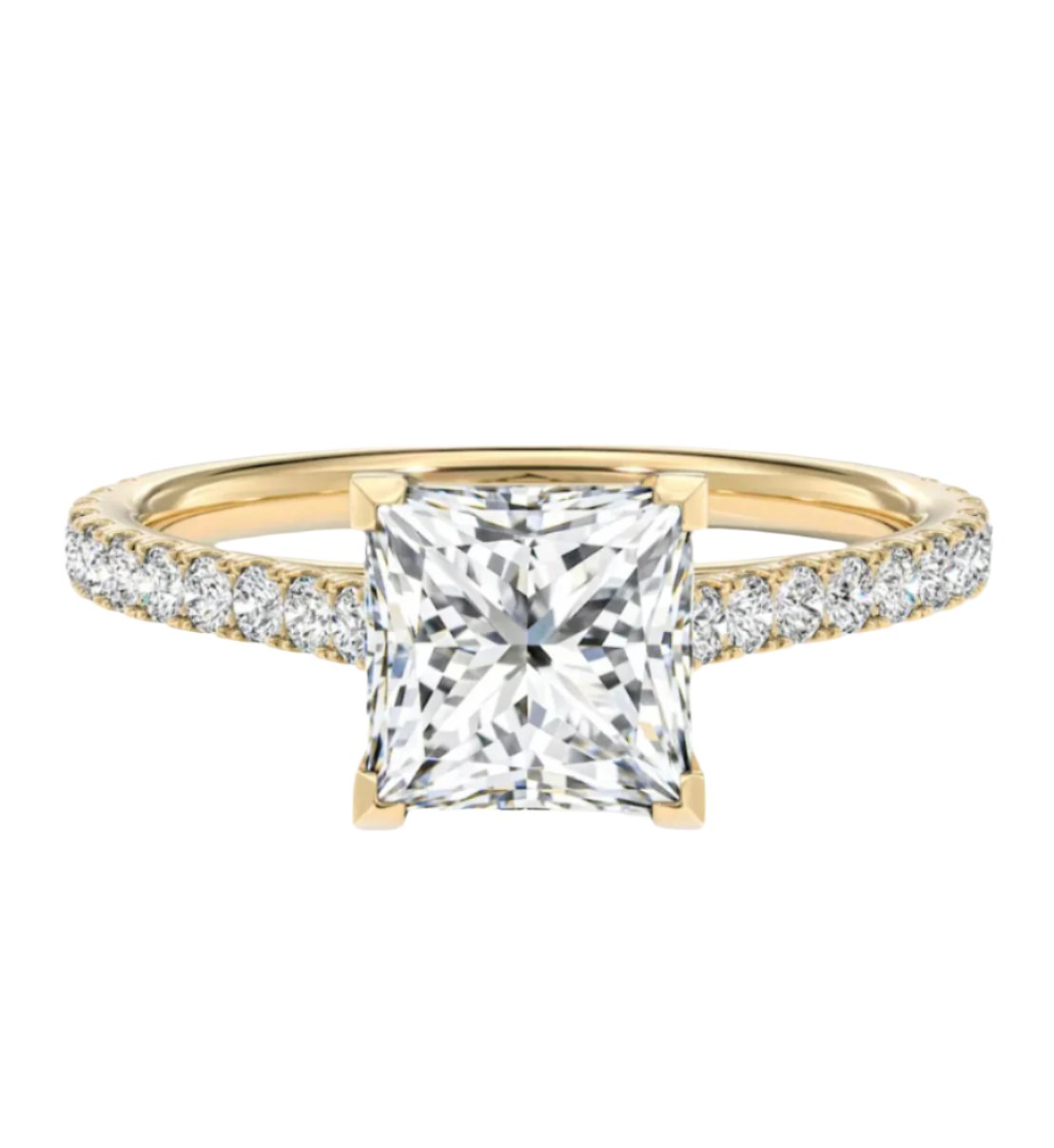 Princess-cut Engagement Ring with Diamond Band