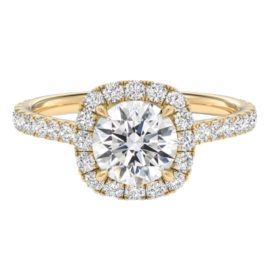 Round-cut Halo Engagement Ring with Diamond Band