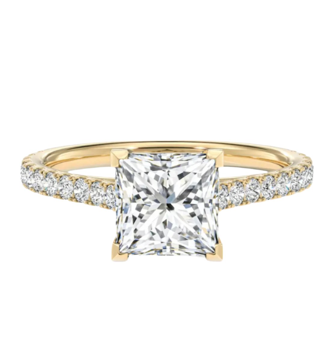 Princess-cut Engagement Ring with Diamond Band