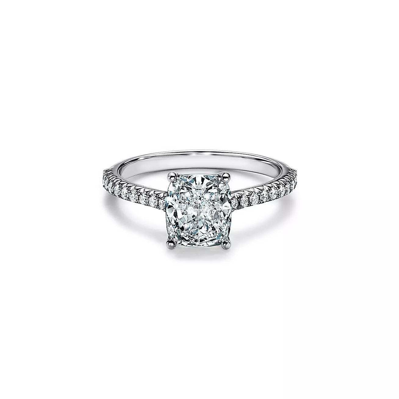 Cushion-cut Engagement Ring with Diamond Band