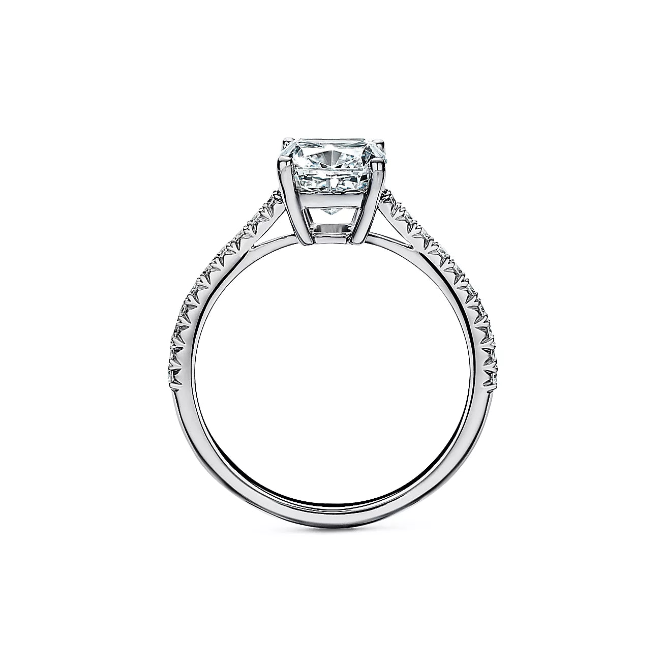 Cushion-cut Engagement Ring with Diamond Band