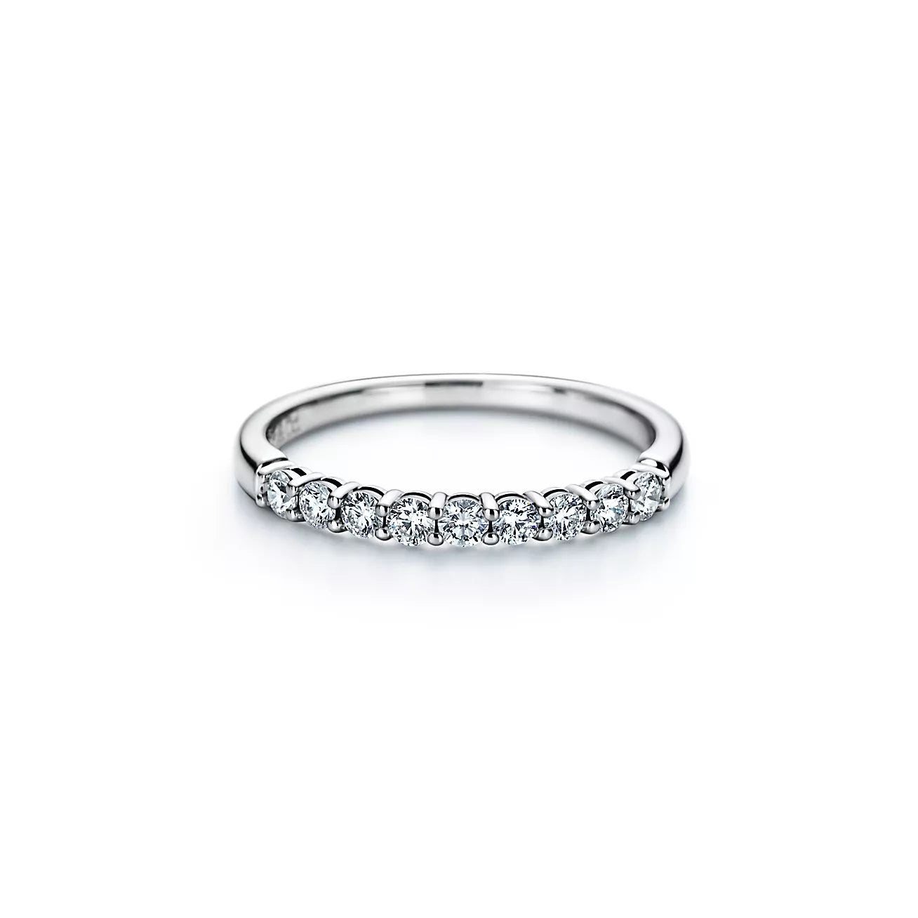 Half Circle of Diamonds Wedding Band, in Platinum