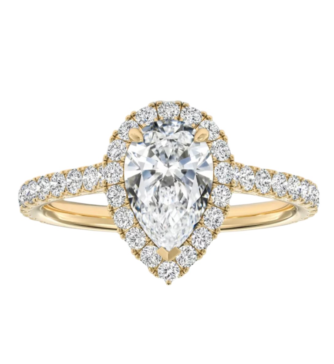 Pear-shaped Halo Engagement Ring with Diamond Band