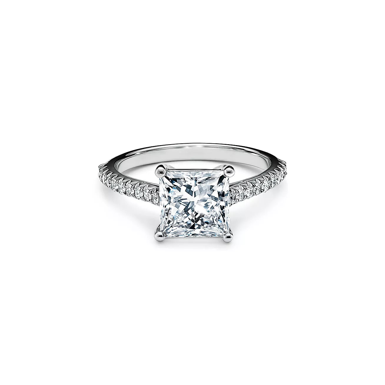 Princess-cut Engagement Ring with Diamond Band